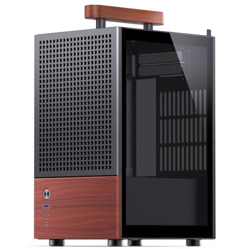 Jonsbo T6 Black iTX Case - Aluminum, Multifunctional Handle, Walnut Panel