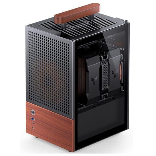 Jonsbo T6 Black iTX Case - Aluminum, Multifunctional Handle, Walnut Panel