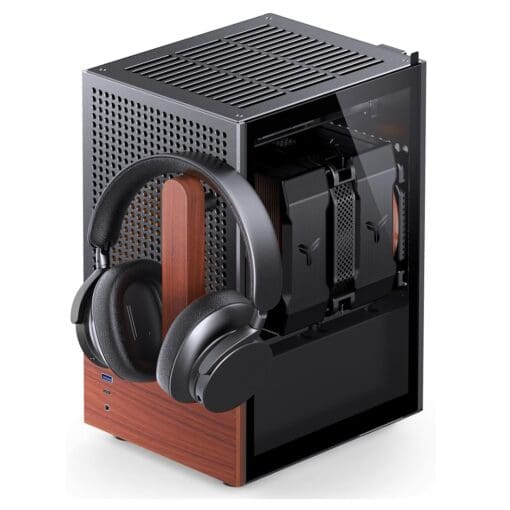 Jonsbo T6 Black iTX Case - Aluminum, Multifunctional Handle, Walnut Panel