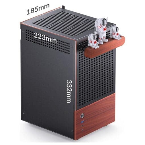 Jonsbo T6 Black iTX Case - Aluminum, Multifunctional Handle, Walnut Panel