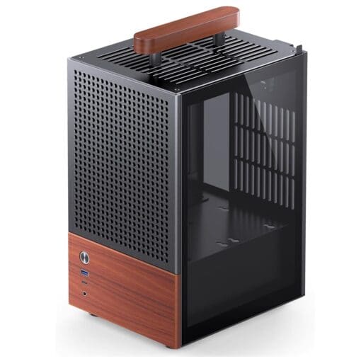 Jonsbo T6 Black iTX Case - Aluminum, Multifunctional Handle, Walnut Panel