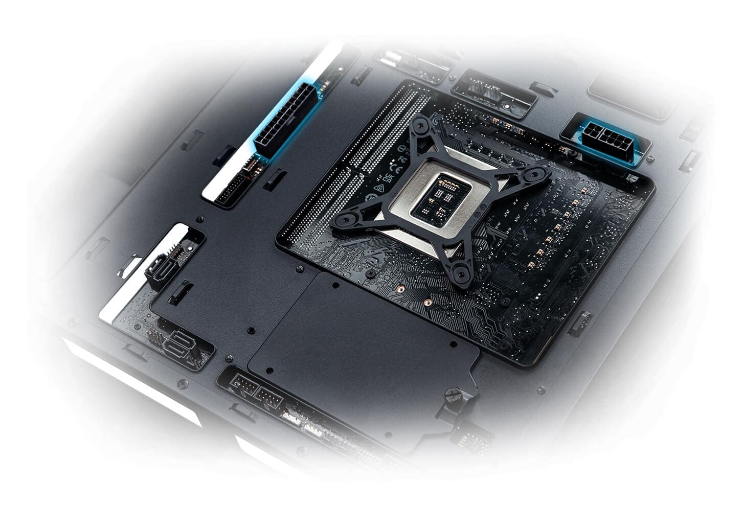 ASUS A31 Black ATX Mid-Tower Case - BTF Hidden Connectors, 8° Angled Base, Dual-Sided Tempered Glass 34 ASUS A31 connectors highlight