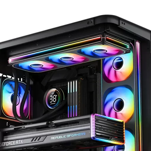 JONSBO ZB-360BR Black Fan Case - 3in1, 3x120mm 3Pin Reverse ARGB Fans, PWM, 4-Sides Infinity Mirror