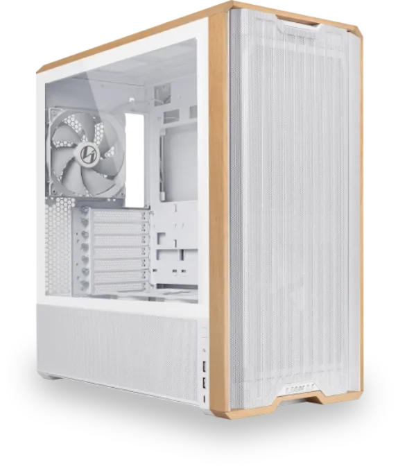 Lian Li LANCOOL 217 White Case - 170mm ARGB front fans, wood panels, USB Type-C Port, Tempered Glass Side Panel 23 217 02