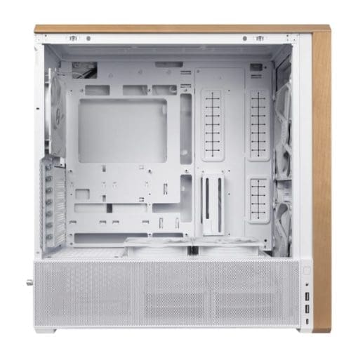 Lian Li LANCOOL 217 White Case - 170mm ARGB front fans, wood panels, USB Type-C Port, Tempered Glass Side Panel