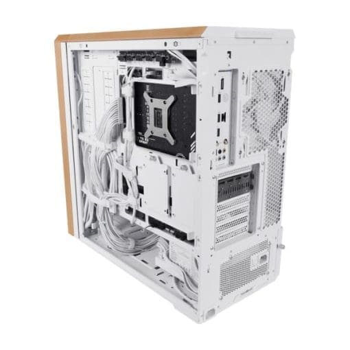 Lian Li LANCOOL 217 White Case - 170mm ARGB front fans, wood panels, USB Type-C Port, Tempered Glass Side Panel