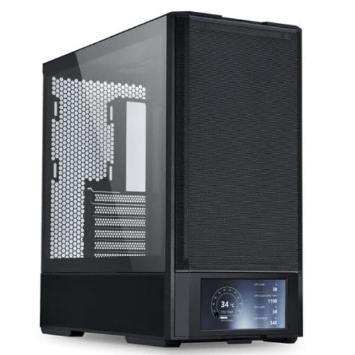 LANCOOL 207 Digital Black Case - 6.5" LCD Screen, 2x140mm PWM front, 2x120mm PWM bottom fans pre-Installed
